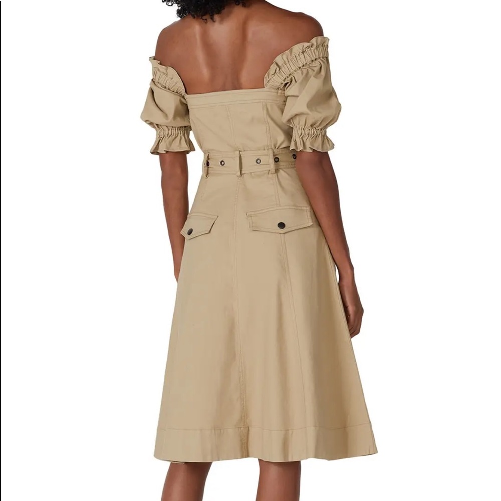 MARISSA WEBB CHARLIZE CANVAS DRESS OFF THE SHOULDER SANDSHELL SIZE 0 - Picture 3 of 8